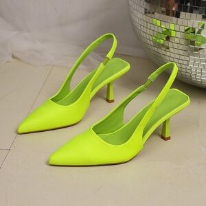Neon Green Slingback Heels